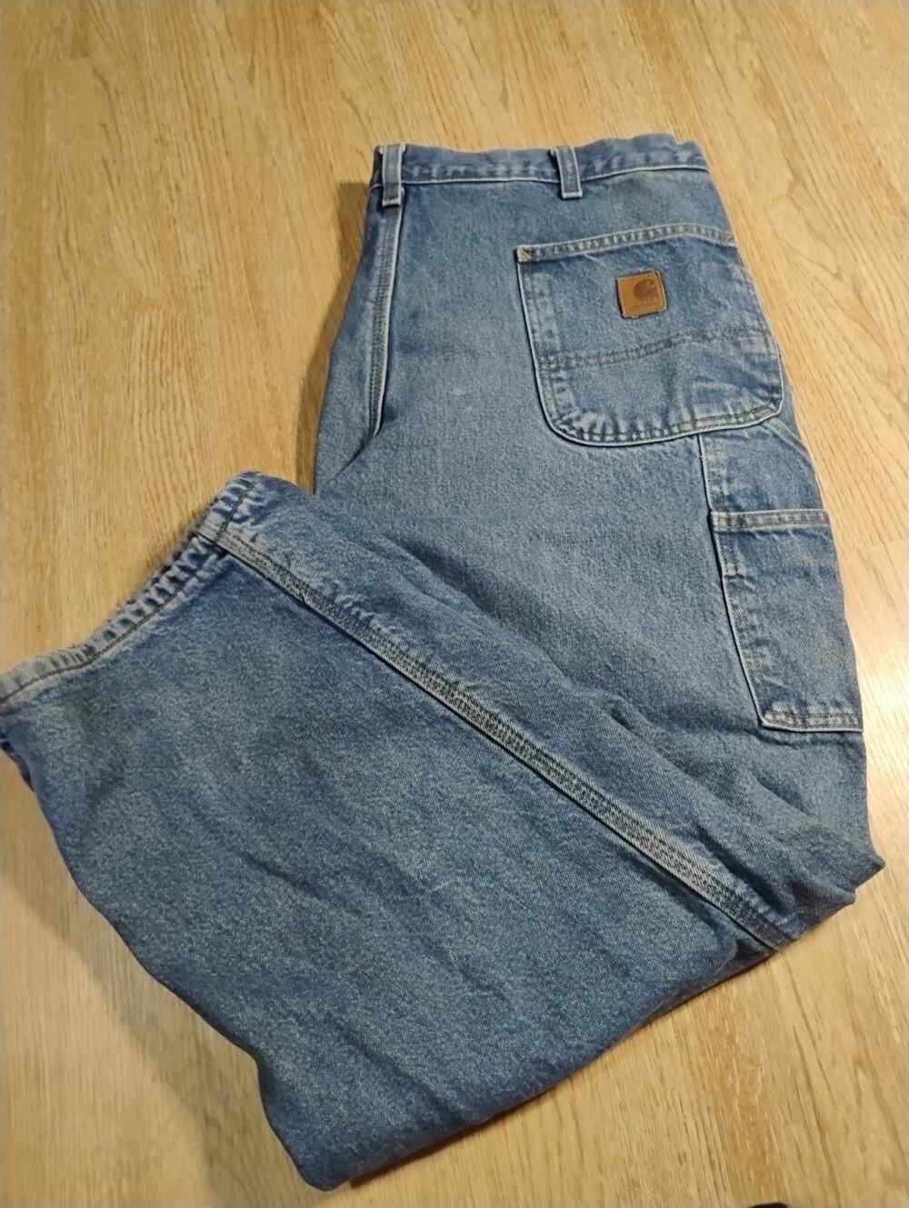 Carhartt Men's Double Knee Flannel Lined Destressed 30x38 Vintage, Made in USA